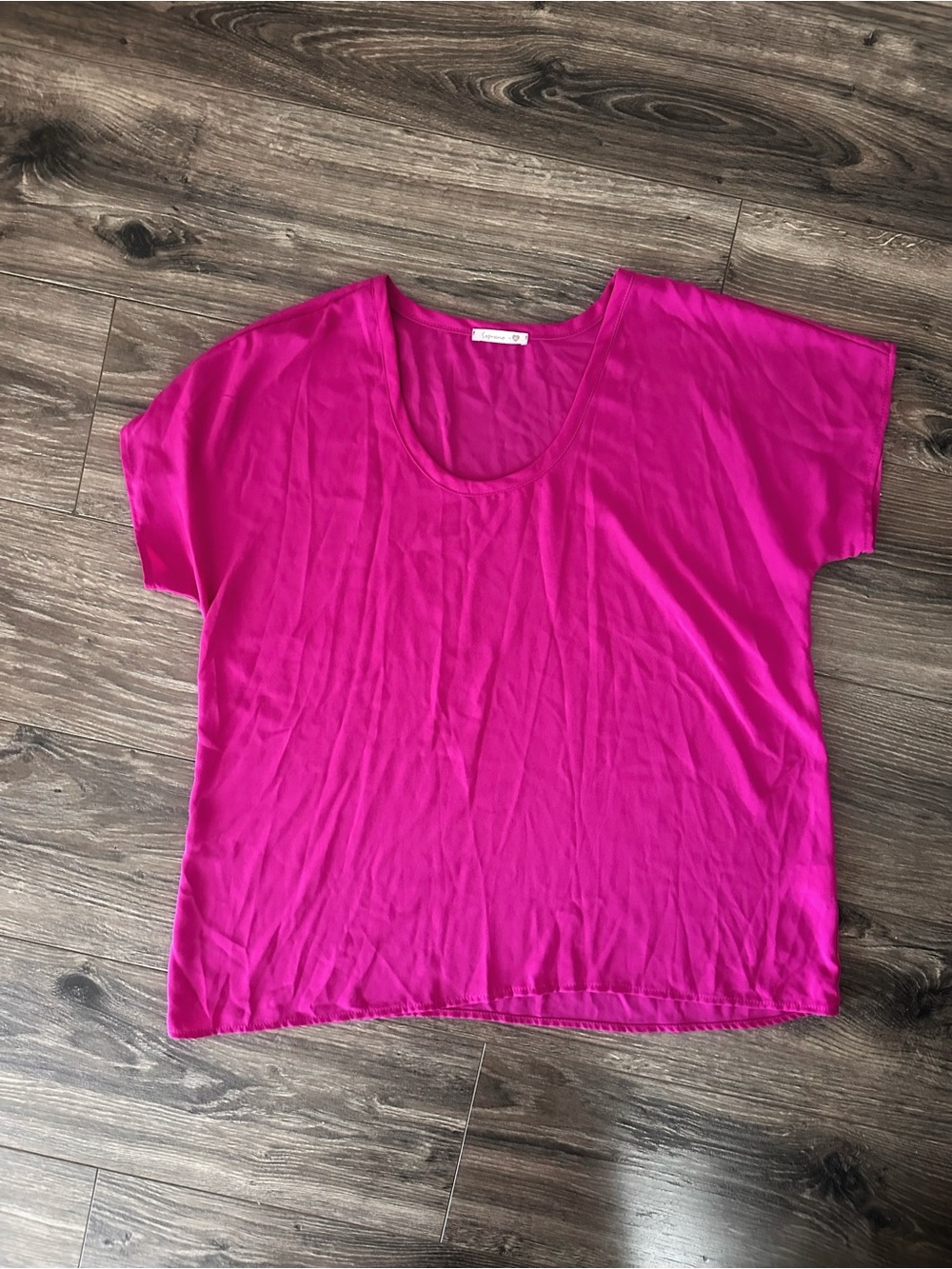 Soprano Dark Fuchsia Scoop Neck Boxy Blouse Tee